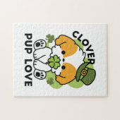 Clover Pup Love – St. Patrick's Day Hondendesign Legpuzzel (Horizontaal)