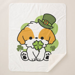 Clover Pup Love – St. Patrick's Day Hondenontwerp Sherpa Deken