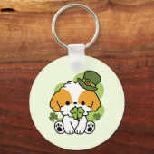 Clover Pup Love – St. Patrick's Day Hondenontwerp Sleutelhanger (Achterkant)