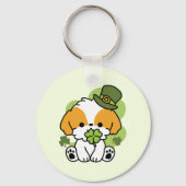 Clover Pup Love – St. Patrick's Day Hondenontwerp Sleutelhanger (Achterkant)