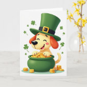 Clover Puppy Luck Kaart (Gele Bloem)