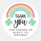Clover & Rainbow Lucky Een eerste verjaardag Dank Ronde Sticker (Voorkant)