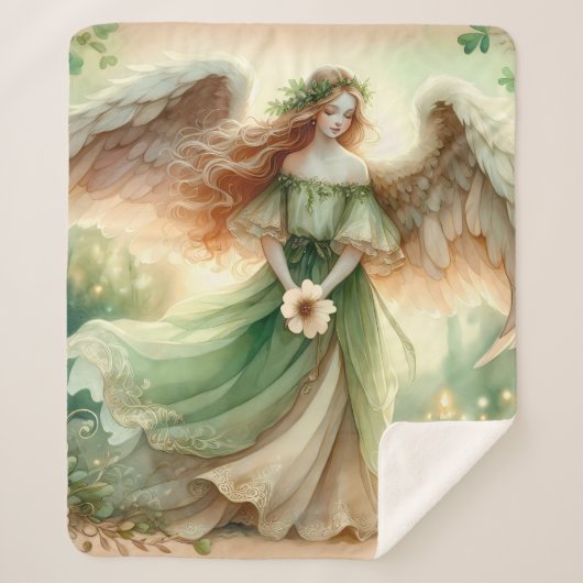 Clover Serenity Angel Sherpa Deken (Voorkant)