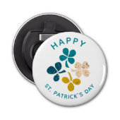 Clover Shamrock Drawing Happy St. Patrick's day Button Flesopener (Voorkant)