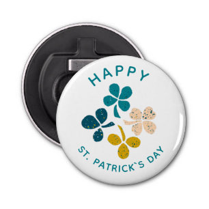 Clover Shamrock Drawing Happy St. Patrick's day Button Flesopener