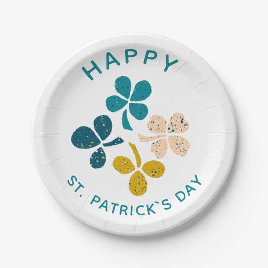 Clover Shamrock Drawing Happy St. Patrick's day Papieren Bordje (Voorkant)