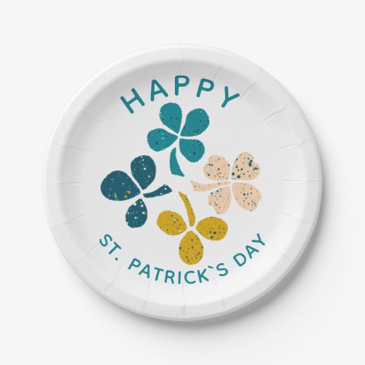 Clover Shamrock Drawing Happy St. Patrick's day Papieren Bordje (Voorkant)