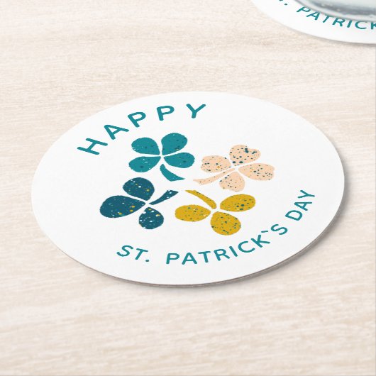 Clover Shamrock Drawing Happy St. Patrick's day Ronde Kartonnen Onderzetter (Gebogen)