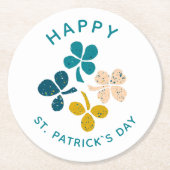 Clover Shamrock Drawing Happy St. Patrick's day Ronde Kartonnen Onderzetter (Voorkant)