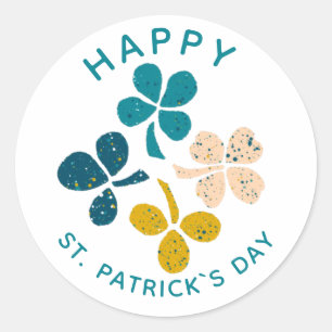 Clover Shamrock Drawing Happy St. Patrick's day Ronde Sticker