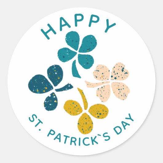 Clover Shamrock Drawing Happy St. Patrick's day Ronde Sticker (Voorkant)