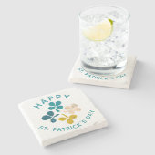 Clover Shamrock Drawing Happy St. Patrick's day Stenen Onderzetter (Zijkant)