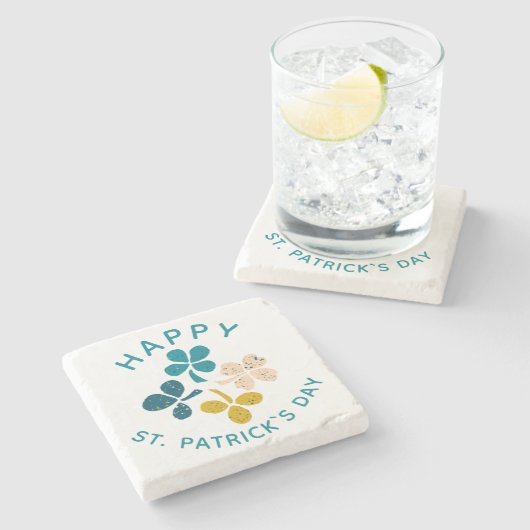 Clover Shamrock Drawing Happy St. Patrick's day Stenen Onderzetter (Zijkant)