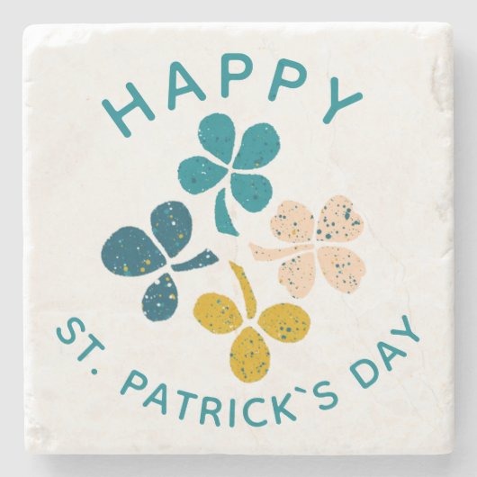 Clover Shamrock Drawing Happy St. Patrick's day Stenen Onderzetter (Voorkant)