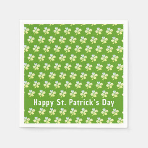 Clover Shamrock Green Pattern Patrick's Day Party Servet