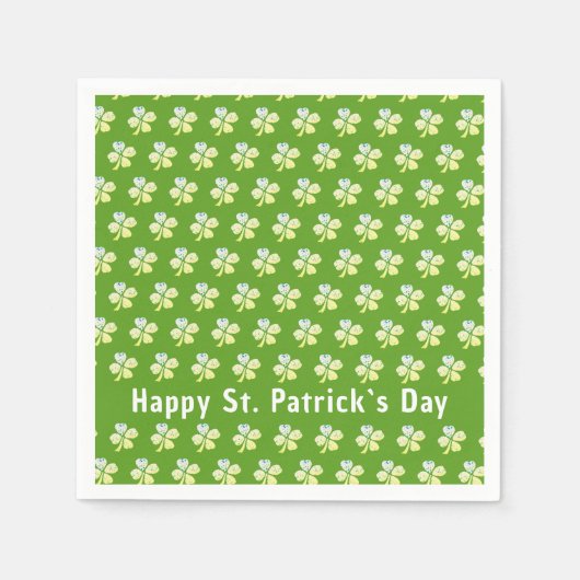 Clover Shamrock Green Pattern Patrick's Day Party Servet (Voorkant)