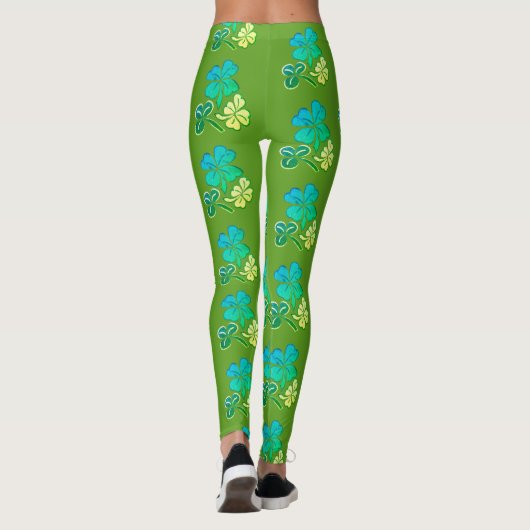 Clover Shamrock Green Pattern St. Patrick's Day Leggings (Achterkant)