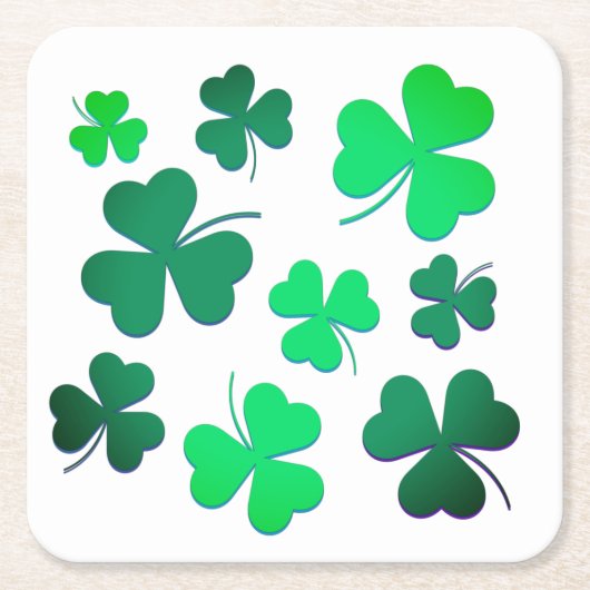 Clover Shamrock Irish Green Spring St Patrick Day Kartonnen Onderzetters (Voorkant)