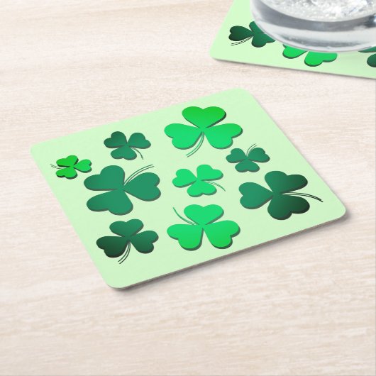 Clover Shamrock Irish Green Spring St Patrick Day Kartonnen Onderzetters (Schuin)