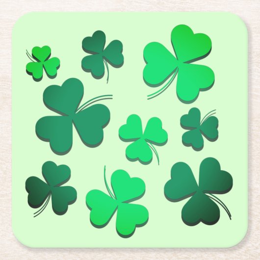 Clover Shamrock Irish Green Spring St Patrick Day Kartonnen Onderzetters (Voorkant)