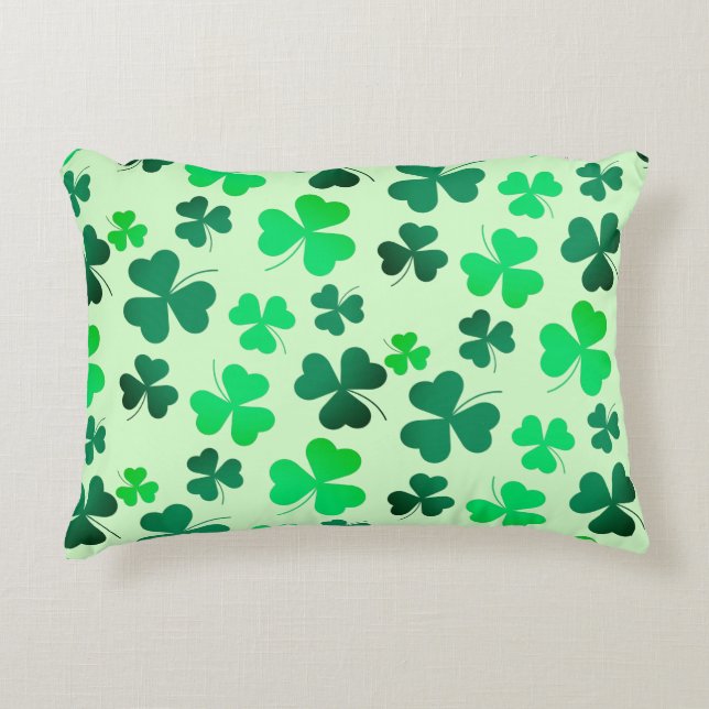 Clover Shamrock Irish Green Spring St Patricks Day Accent Kussen (Voorkant)