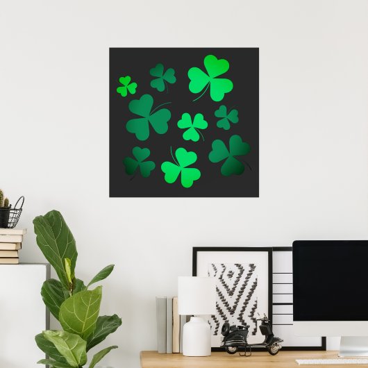 Clover Shamrock Irish Green Spring St Patricks Day Poster (Thuiskantoor)