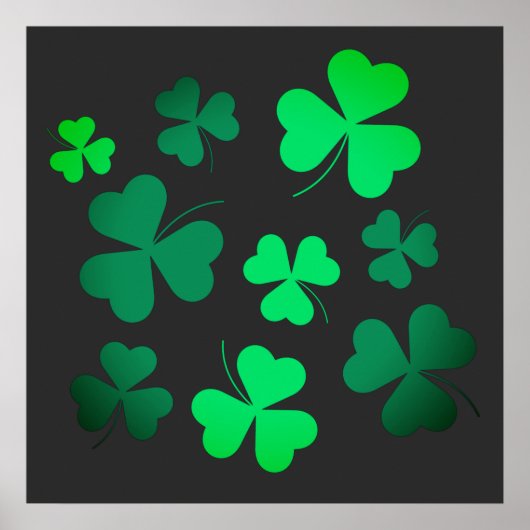 Clover Shamrock Irish Green Spring St Patricks Day Poster (Voorkant)