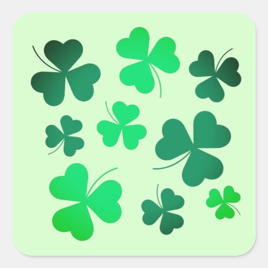 Clover Shamrock Irish Green Spring St Patricks Day Vierkante Sticker (Voorkant)