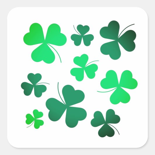 Clover Shamrock Irish Green Spring St Patricks Day Vierkante Sticker (Voorkant)