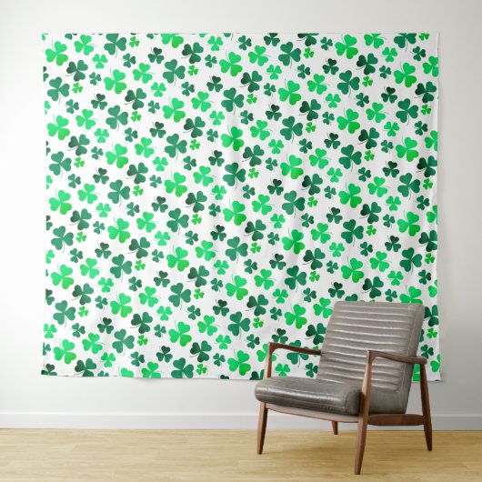 Clover Shamrock Irish Green Spring St Patricks Day Wandkleed (In Situ (horizontaal))