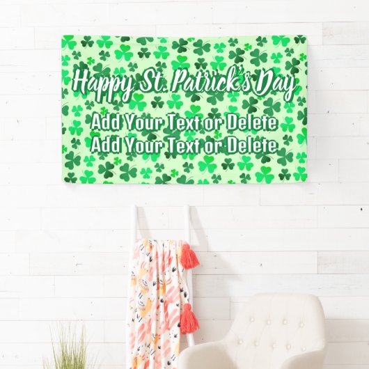 Clover Shamrock Irish Party St Patrick's Day Text Spandoek (Insitu)