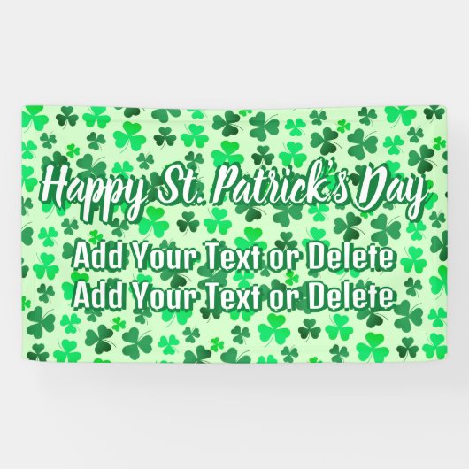 Clover Shamrock Irish Party St Patrick's Day Text Spandoek (Horizontaal)