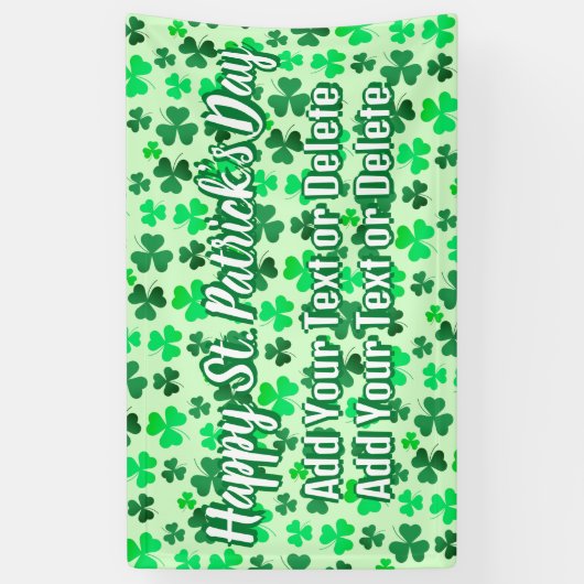 Clover Shamrock Irish Party St Patrick's Day Text Spandoek (Verticaal)