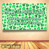 Clover Shamrock Irish Party St Patrick's Day Text Spandoek