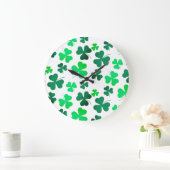 Clover Shamrock Leaf Floral Modern Elegant Grote Klok (Huis)