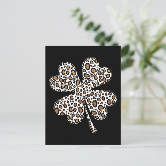 Clover Shamrock Leopard Spots St. Patrick's Day Briefkaart (Staand voorkant)