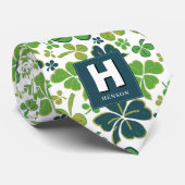 Clover Shamrock Monogrammed St. Patrick's Day Stropdas (Opgerold)
