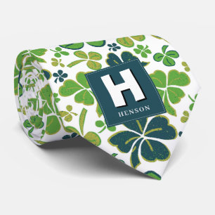 Clover Shamrock Monogrammed St. Patrick's Day Stropdas