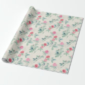 Clover, shamrock op beige. cadeaupapier (Uitgerold)