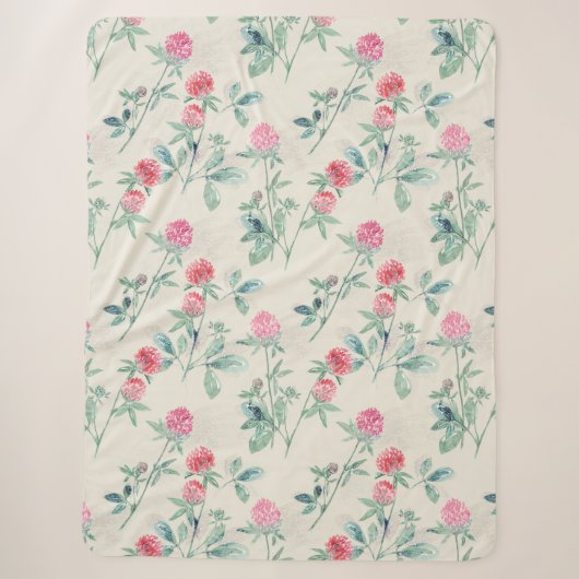 Clover, shamrock op beige. sherpa deken (Voorkant)