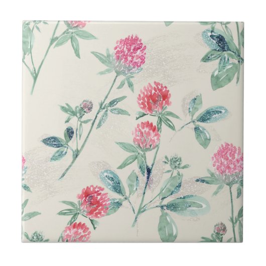 Clover, shamrock op beige. tegeltje (Voorkant)