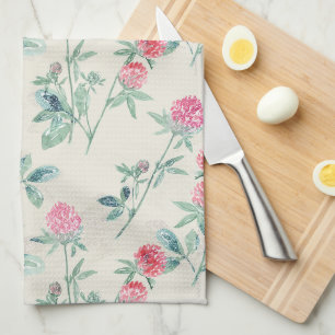 Clover, shamrock op beige. theedoek
