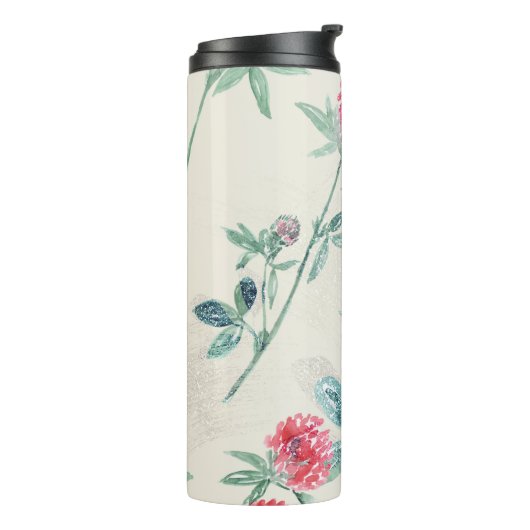 Clover, shamrock op beige. thermosbeker (Gedraaid links)