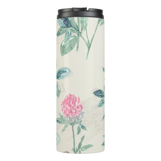 Clover, shamrock op beige. thermosbeker (Achterkant)