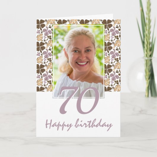 Clover Shamrock Pattern 70th Birthday Foto Kaart (Voorkant)