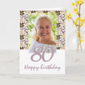 Clover Shamrock Pattern 80th Birthday Foto Kaart (Gele Bloem)
