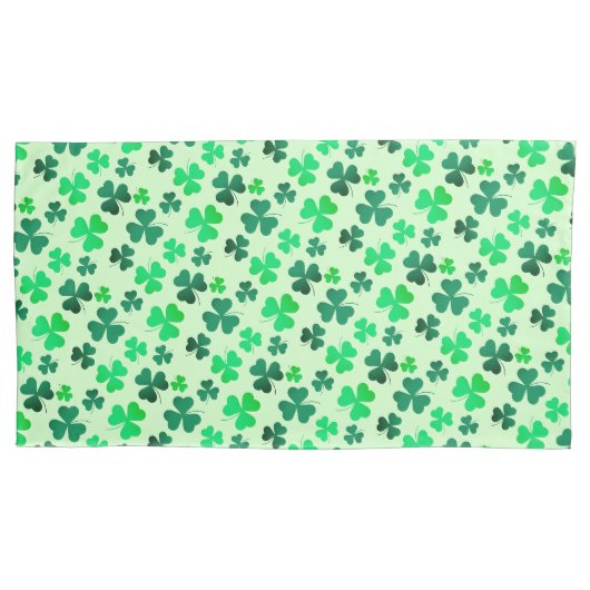 Clover Shamrock Pattern Modern Elegant Green Kussensloop (Voorkant-Links)