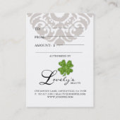 Clover St. Patricks Day Cadeaubon Kortingskaartje (Achterkant)