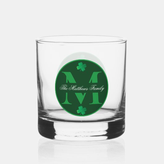 Clover St. Patrick's Day Holiday Monogram Familie Whisky Glas (Achterkant)
