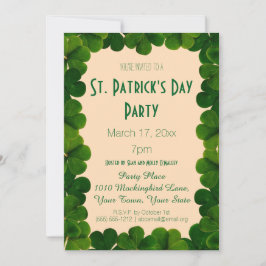 Clover St. Patrick's Day Party Invitation Kaart